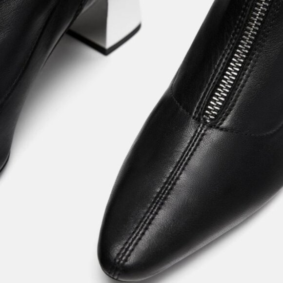 Zara Zip Up Leather Ankle Boots EUR 37 - Picture 5 of 13